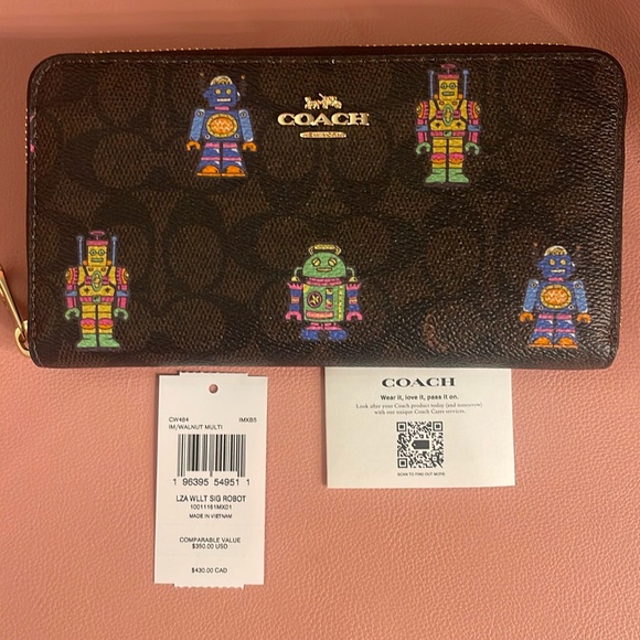 Coach Cosmic Coach Long Zip Around Wallet In Signature Canvas With Robot Print - Picture 1 of 9